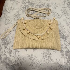 Elegant Cream Woven Clutch